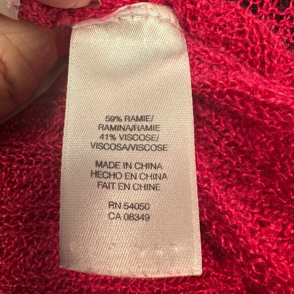 Jones New York Signature Woman Pink Open-Front Cardigan 1X Ramie/Viscose - Picture 8 of 8